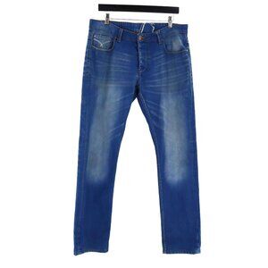 Review Slim Jeans‎ Womens 34" Blue Button Fly Casual Contemporary Everyday